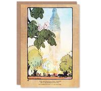 Artery8 Rachael R Elmer Art Card Metropolitan Tower Vintage Postcard in Orange Artery8 Orange