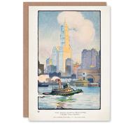 Artery8 Rachael R Elmer Art Card The Woolworth Building from the Ferry in White Artery8 White