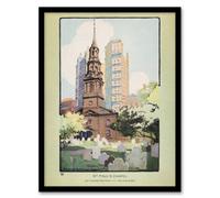 Artery8 Rachael R Elmer St Paul's Chapel & Cemetery Framed Art Picture Print in Green | Size: A3 Artery8 Green A3