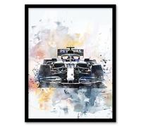 Racing Modern Watercolour Race Car Track Shot Framed Art Print Artery8 Black A4