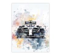 Artery8 Racing Modern Watercolour Race Car Track Shot Living Room Large Wall Art Poster Print Thick Paper 18X24 Inch