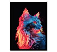 Artery8 Ragamuffin Cat Artwork No 1 By Karen Peters Elegant Bright Uplit Pastel Toned Light Painting Art Print Framed Poster Wall Decor | Size: A4 Artery8 Black A4