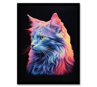 Artery8 Ragamuffin Cat Artwork No 2 By Karen Peters Bright Uplit Pastel Toned Light Elegant Painting Art Print Framed Poster Wall Decor | Size: A4 Artery8 Black A4