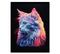 Artery8 Ragamuffin Cat Artwork No 2 By Karen Peters Bright Uplit Pastel Toned Light Elegant Painting Artwork Framed Wall Art Print A4