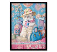 Artery8 Ragdoll Cat Lover Pet Floral Fashion Accessories For Living Room Artwork Framed Wall Art Print A4