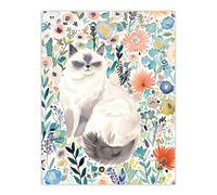 Artery8 Ragdoll Cat Lover Pet & Watercolour Wildflowers Wall Art Print | Size: W12" x H16" Artery8 Multicolor W12" x H16"