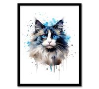 Artery8 Ragdoll Cat Lovers Gift Watercolour Pet Portrait Painting Artwork Artwork Framed Wall Art Print A4