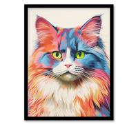 Ragdoll Cat Screen Print Risograph Artwork Spot Block Colour Duotone Retro Riso Interior Design Art Print Framed Poster Wall Decor Artery8 Black A4