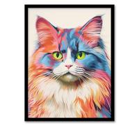 Ragdoll Cat Screen Print Risograph Artwork Spot Block Colour Duotone Retro Riso Interior Design Art Print Framed Poster Wall Decor Artery8 Black A4