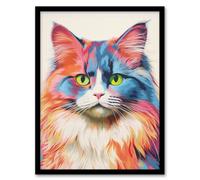 Artery8 Ragdoll Cat Screen Print Risograph Artwork Spot Block Colour Duotone Retro Riso Interior Design Art Print Framed Poster Wall Decor | Size: A4 Artery8 Black A4