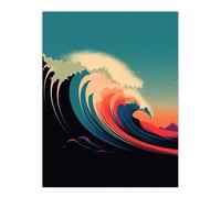Artery8 Rainbow Bomb Wave Ocean Sea Bauhaus Wave Bathroom Toilet Unframed Wall Art Print Poster Home Decor Premium | Size: W12" x H16" Artery8 Multicolor W12" x H16"