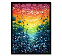 Artery8 Rainbow Bubbles Abstract Colourful Painting Artwork Bold Vibrant Artwork Framed Wall Art Print A4
