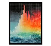 Artery8 Rainbow Colour Forest Trees Vibrant Artwork Mountain Landscape with River Stream Artwork Framed Wall Art Print 18X24 Inch