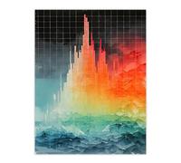 Artery8 Rainbow Colour Forest Trees Vibrant Artwork Mountain Landscape with River Stream Extra Large XL Wall Art Poster Print