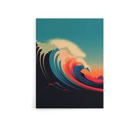 Artery8 Rainbow Colour Surf Wave Ocean Bauhaus Canvas Wall Art Print in Blue | Size: W18" x H24" Artery8 Blue W18" x H24"
