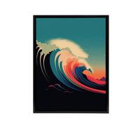 Artery8 Rainbow Colour Surf Wave Ocean Bauhaus Framed Canvas Wall Art Print in Blue | Size: W12" x H16" Artery8 Blue W12" x H16"