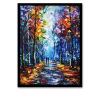 Artery8 Rainbow Forest Trail Couple Abstract Painting Living Room Artwork Framed Wall Art Print 18X24 Inch