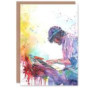 Artery8 Rainbow Modern Watercolour Keyboard Music Birthday Art Card Artery8 Multicolor