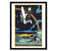 Artery8 Rainbow Obstacle Plane Crash Moriz Jung Framed Wall Art Print | Size: W12" x H16" Artery8 Multicolor W12" x H16"