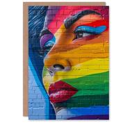 Artery8 Rainbow Pride Woman Portrait Lgbtq Mural Graffiti For Him Or Her Art Birthday Personalised Card
