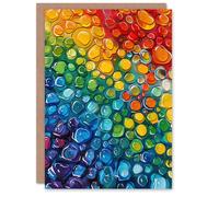 Artery8 Rainbow Raindrops Abstract Painting Colourful Greeting Birthday Card Him Her All Blank