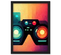 Artery8 Rainbow Retro Goggle Headset 3D Tech Futuristic Gadget Artwork Framed Wall Art Print A4 in Black Artery8 Black