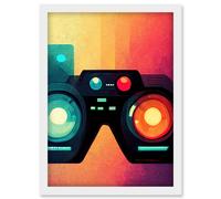 Artery8 Rainbow Retro Goggle Headset 3D Tech Futuristic Gadget Artwork Framed Wall Art Print A4 in White Artery8 White