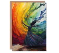 Artery8 Rainbow Rhapsody Dance Colourful Conceptual Art Birthday Greeting Card Artery8 Multicolor