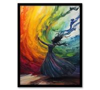 Artery8 Rainbow Rhapsody Dance Colourful Conceptual Art Living Room Artwork Framed Wall Art Print 18X24 Inch