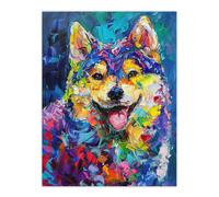 Artery8 Rainbow Shiba Inu Dog Lover Portrait Thick Paint Wall Art Print | Size: W12" x H16" Artery8 Multicolor W12" x H16"