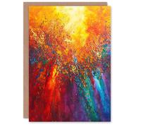 Artery8 Greeting Card Rainbow Sunrise Sunset Wave Abstract Painting For Her Woman Birthday Card