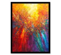 Artery8 Rainbow Sunrise Sunset Wave Abstract Painting Framed Art Print in Orange | Size: A4 Artery8 Orange A4