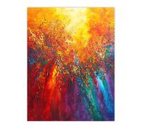 Artery8 Rainbow Sunrise Sunset Wave Abstract Painting Living Room Large Wall Art Poster Print Thick Paper 18X24 Inch