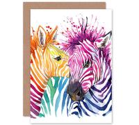Rainbow Zebra Painting Greeting Card With Envelope Inside Premium Quality