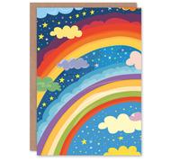 Artery8 Rainbows Stars Happy Colourful Dreamy Night For Child Kids Good Luck Card