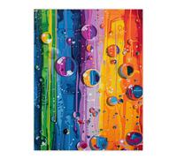 Artery8 Raindrops in Rainbow Painting Colourful Bright Wall Art Print | Size: W24" x H32" Artery8 Multicolor W24" x H32"