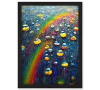 Raindrops On Rainbow Light Prism Oil Painting Artwork Framed Wall Art Print A4 Artery8 Black One Size