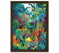 Artery8 Rainforest Landscape Vibrant Multicoloured Nature Artwork Framed A3 Wall Art Print