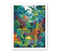 Artery8 Rainforest Landscape Vibrant Multicoloured Nature Artwork Framed Wall Art Print 18X24 Inch