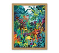 Artery8 Rainforest Landscape Vibrant Multicoloured Nature Artwork Framed Wall Art Print 18X24 Inch