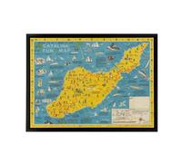 Artery8 Ramsey 1947 Santa Catalina Island Fun Map Framed Canvas Wall Art Print in Blue | Size: W12" x H16" Artery8 Blue W12" x H16"