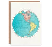 Artery8 Rand McNally and Co Art Card Western Hemisphere 1908 Map Greeting Card