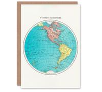 Artery8 Rand McNally & Co Art Card Western Hemisphere 1908 Map in White Artery8 White