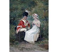Artery8 Randolph Caldecott The Volunteers Courtship 1798 Painting Premium Wall Art Canvas Print 18X24 Inch