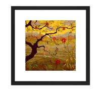 Artery8 Ranson Apple Tree Red Fruit Painting 8X8 Inch Square Wooden Framed Wall Art Print Picture with Mount in Black Artery8 Black