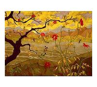 Artery8 Ranson Apple Tree Red Fruit Painting Art Print Canvas Premium Wall Decor Poster Mural