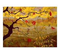 Artery8 Ranson Apple Tree Red Fruit Painting Premium Wall Art Canvas Print 18X24 Inch