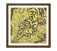 Artery8 Ranson Tiger In The Jungle Square Wooden Framed Wall Art Print Picture 16X16 Inch