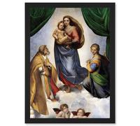 Artery8 Raphael Sistine Madonna di San Sisto Old Master Painting Artwork Framed Wall Art Print A4 in Black Artery8 Black
