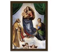 Wee Blue Coo Raphael Sistine Madonna di San Sisto Old Master Painting Artwork Framed Wall Art Print A4